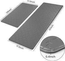 Cushioned Anti Fatigue Mat Waterproof Non-Slip Kitchen Rugs, Ergonomic Comfort Mat Durable Standing Mat for Kitchen, Home, Office, Floor, Laundry (Gray) 2 PCS