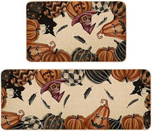 Spooky Pumpkin Black Cat Decorative Door Mat Non-Slip Rug for Home Kitchen Floor Mat 17x29 and 17x47 Inch DM98