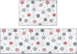 Non Skid Washable Set of 2, Winter Kitchen Decor Floor Mat Under Sink Mat Throw Rug for Doormat