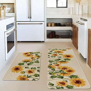 Funny Cactus Kitchen Rugs and Mats Set of 2, Non-Slip Washable Kitchen Sink Mats Holiday Kitchen Decor Doormat+Runner Rug