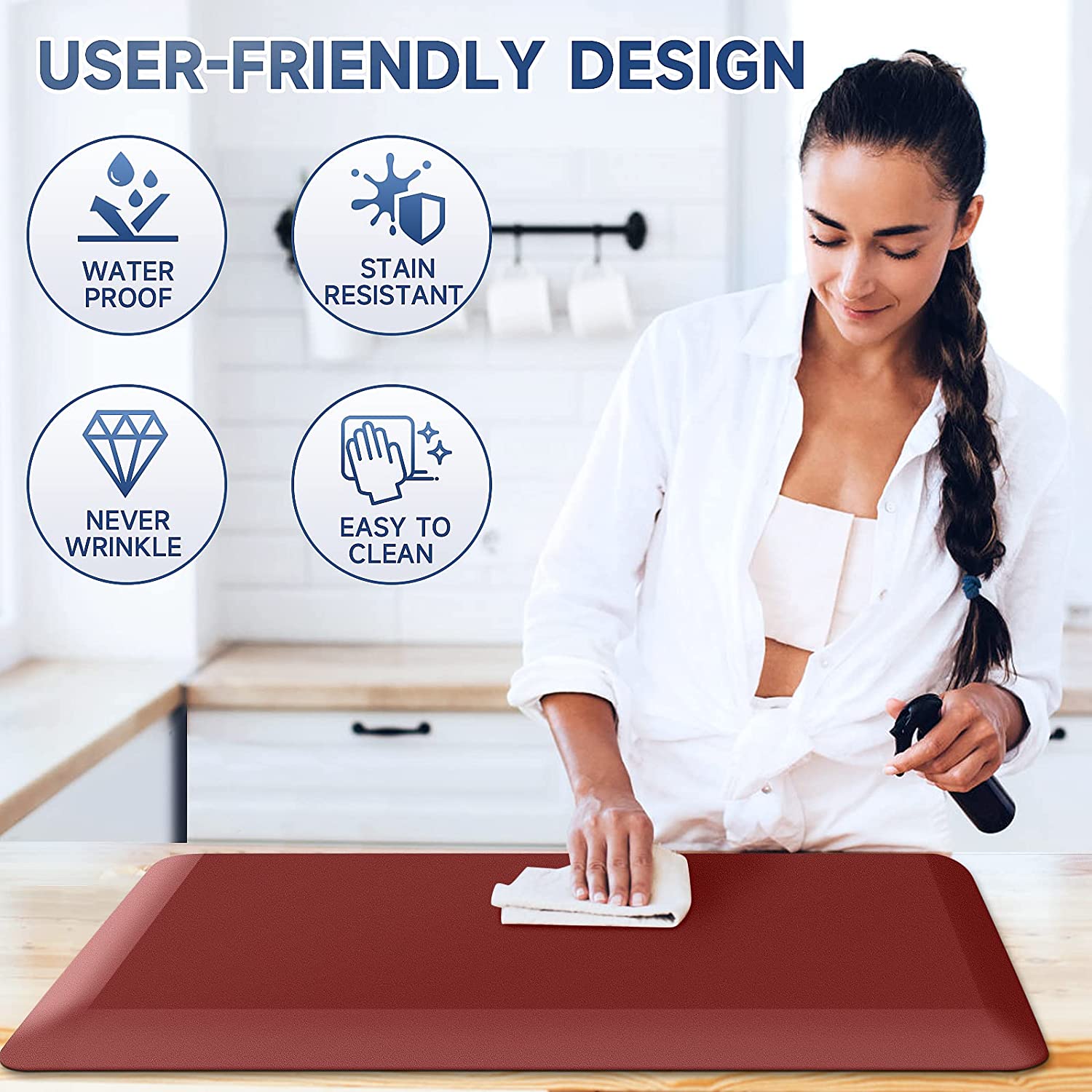 4/5 Inch Thick Kitchen Rug, Kitchen Mat, Anti-fatigue Floor Mat, Waterproof  Mat And Rug, Heavy Duty Pvc Ergonomic Comfort Standing Foam For Kitchen, H