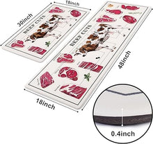 Farmhouse Kitchen Mat 2 PCS, 18'' x 48'' + 18'' x 30'', Beef Cuts