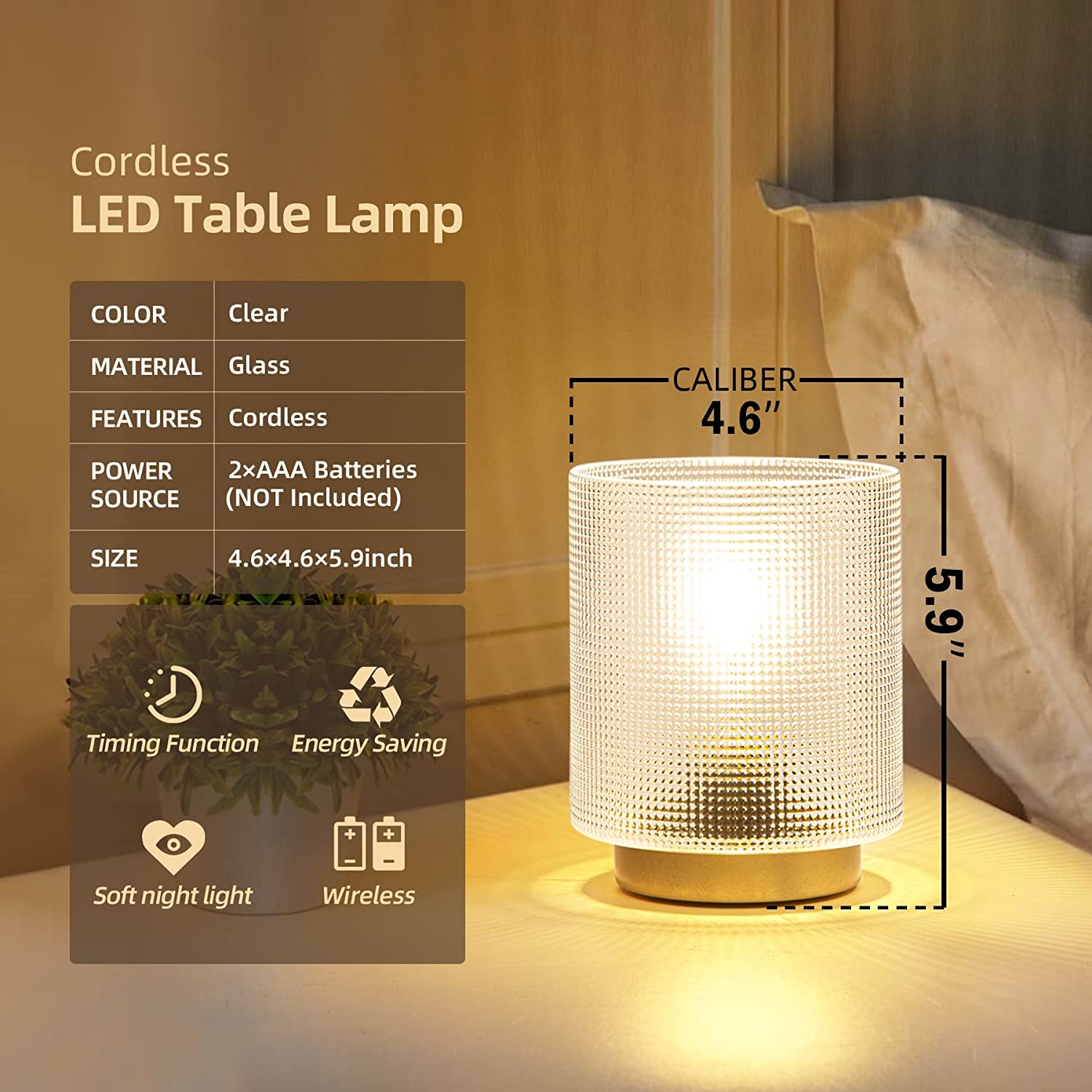 Battery Operated Table Lamps Timer, Cordless Lamp with LED Bulb for Po –  Modern Rugs and Decor