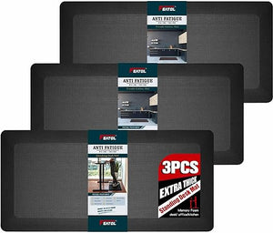 2 Packs Anti Fatigue Mat Thick Cushioned Standing Stain Resistant, Non-Slip Floor Mat (20" x 32", Black)