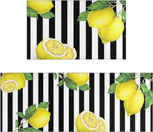 2 Piece Washable Non-Slip Black Boho Kitchen Mats