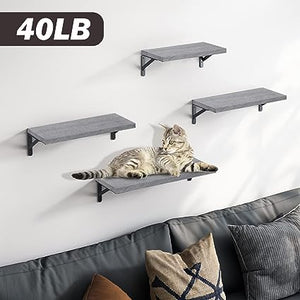 4 Sets of Wall Mounted Shelf for Bathroom Decor, Bedroom, Living Room and Plants (Carbonized Black)