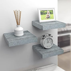 Floating Shelves — Hanging Wall Shelves Decoration — Perfect Trophy Display, Photo Frames (White)