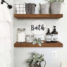 Floating Shelves Wall Shelf 24 inches Long Farmhouse Bathroom Decor Bedroom Kitchen Living Room Wall Mounted 24 x 9 inch Set of 2, Rustic Brown (008-60BN)