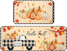 Fall Decor Kitchen Mats Cushioned Anti Fatigue 2 Pieces, 17''x29''+17''x47''