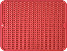 Silicone Non-Slip Easy Heat-resistant Dish Drainer Mat for Kitchen Counter, Sink, Refrigerator or Drawer liner (16" x 12", BLACK)