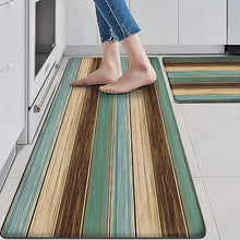 Set of 2, Anti-Fatigue Cushioning Comfortable Standing Teal Turquoise Abstract Marble Design Kitchen Mats