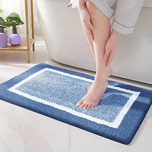 Ultra Soft and Water Absorbent Bath Rug, Bath Carpet, Machine Wash/Dry, for Tub, Shower, and Bath Room(20"x29",Blue and White)