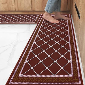 Washable-Kitchen-Mats-for-Floor Non-Slip Kitchen Mats Set of 2 Absorbent Kitchen Runner,19.7 X 31.5”+19.7 X 47.2”, Black