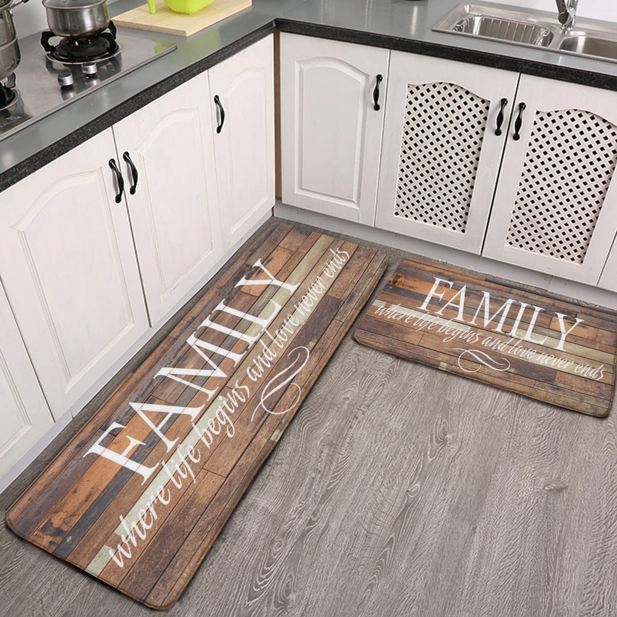Sets 2 PCS Cushioned Anti Fatigue Farmhouse Style Kitchen Mats - Bless –  Modern Rugs and Decor