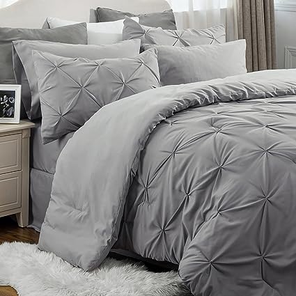 Queen Comforter Set - 7 Pieces, Bed in a Bag with Flat Sheet and Fitted Sheet, Pillowcases & Shams