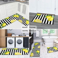 Sets of 2 Cute Gnome Yellow Washable Non-Slip Kitchen Rug Mat