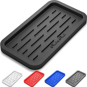 Waterproof, Durable, Flexible, Non-Slip, Easy Clean Silicone Sponge Holder Kitchen Sink Organizer Tray for Sponges, Soap Dispensers, Scrubbers, and Other Dishwashing Accessories,