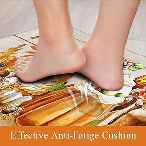 Anti Fatigue Non Slip Waterproof Comfort Standing Mat Christmas Gingerbread Kitchen Mat 2 Pieces,