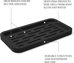 Waterproof, Durable, Flexible, Non-Slip, Easy Clean Silicone Sponge Holder Kitchen Sink Organizer Tray for Sponges, Soap Dispensers, Scrubbers, and Other Dishwashing Accessories,