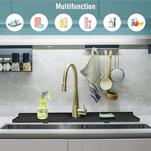 30 inch Kitchen Sink Splash Guard, Silicone Faucet Handle Drip Catcher  Tray, Longer Silicone Sink Mat for Kitchen Counter, Bathroom, Farmhouse,  Drip