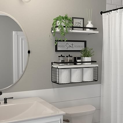 Floating Shelves with Wall Décor Sign, Bathroom Shelves Over Toilet wi –  Modern Rugs and Decor
