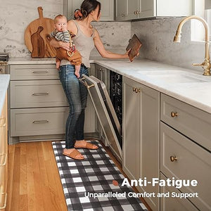 Anti Fatigue Waterproof & Non-Skid Cushioned Washable  Modern Farmhouse Plaid 2 Piece Set, 17“*30”+17“*47”