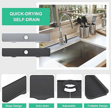 Sink Splash Guard, 32” x 5.5”, Longer Faucet Mat, Silicone Splash Guard Behind Faucet, Water Drip Catcher Mat for Kitchen, Bathroom Laundry Room, Farmhouse, Bar & RV (Black)