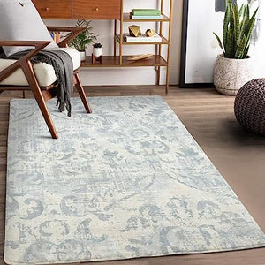 Non-Slip Damask Small Accent Distressed Throw Area Rug (2' x 3', Gray)