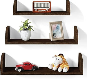 Nursery Wall Shelves Set of 3, Solid Wood Shelves for Bedroom, Living Room, Kitchen, Bathroom - White