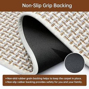 Non Skid Washable Set of 2 PCS, Absorbent Runner Rugs for Kitchen, Front of Sink, Kitchen Mats for Floor, 17.3"x 47"+17.3"x 29" (Black)