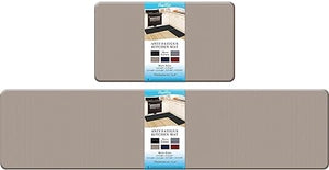 2PCS Non-Slip Standing Desk Mat, Waterproof Kitchen Rug Set for Kitchen, Floor, Office,17.3"×30"+17.3"×47",Black