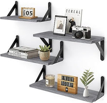 4 Sets of Wall Mounted Shelf for Bathroom Decor, Bedroom, Living Room and Plants (Carbonized Black)