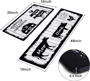 Modern Art Non Slip, Abstract Painting Cushioned Anti Fatigue, Waterproof  Kitchen Mats, 18'' x 48'' + 18'' x 30''