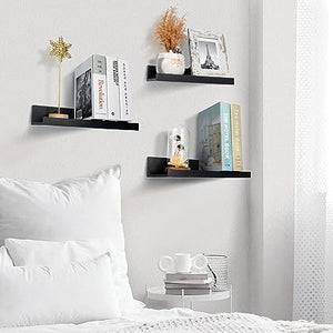 Set of 5, Wall Mounted Wood Shelves for Bedroom, Living Room, Bathroom, Kitchen, Small Picture Ledge Shelves