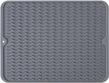 Silicone Non-Slip Easy Heat-resistant Dish Drainer Mat for Kitchen Counter, Sink, Refrigerator or Drawer liner (16" x 12", BLACK)