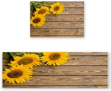 Sets 2 Piece - 3 Sunflower on The Wooden Table Doormat Pad Sets (15.7" x 23.6"+15.7" x 47.2")