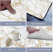 Set of 2 PVC Waterproof Cushioned Anti Fatigue Waterproof Cushioned Anti Fatigue Pink Gold Marble Kitchen Mats 17"x29"+17"x47"