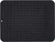 Silicone Non-Slip Easy Heat-resistant Dish Drainer Mat for Kitchen Counter, Sink, Refrigerator or Drawer liner (16" x 12", BLACK)