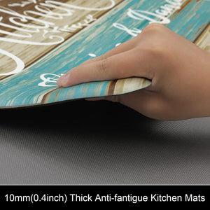 Anti Fatigue Set of 2  Waterproof Non Slip Farmhouse Cushioned Kitchen Mats Set