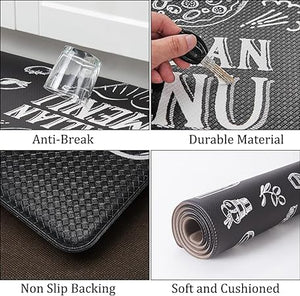 Non-Slip & Comfort Cushioned Waterproof Black Anti-Fatigue Kitchen Mat Set -2 Pieces,