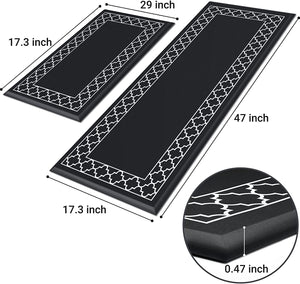 [2 PCS] Cushioned Anti-Fatigue Kitchen Rug Non Slip Kitchen Mats and Rugs