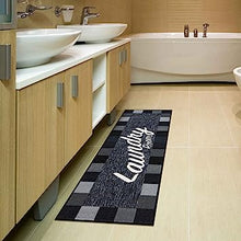 Machine Washable Checkered Border Laundry Room Rug Non-Slip Rubberback 2x3 Laundry Area Rug