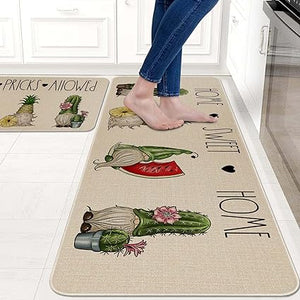 Funny Kitchen Rugs and Mats for Floor 2 Piece Set Non-Slip Kitchen