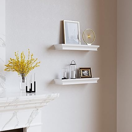  White Floating Shelves for Wall, Set of 3 Display Wall