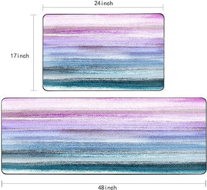 2 Piece 17"X48" 17"X24" Very Abstract Image on Glass in Verso Non-Slip Soft Kitchen Mat