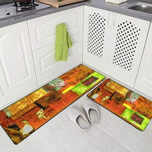 2 Piece 17"X48" 17"X24" Very Abstract Image on Glass in Verso Non-Slip Soft Kitchen Mat