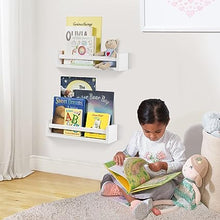 Floating Nursery Book Shelves for Wall Set of 2, Classic White Wall Bookshelf for Kids Room,Book Shelf for Kids Rooms Bedroom Bathroom (16.5 inches Set of 2 White)