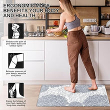 Anti Fatigue 2 Pieces Blue Kitchen Rugs Non Slip Waterproof Kitchen Floor Mats Cushioned Boho Kitchen Runner Rug Comfort Memory Foam Kitchen Mats for Floor,Front of Sink,Laundry Room