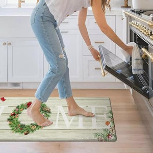 Farmhouse Anti Fatigue Kitchen Mats for Floor 2 Piece Set Cushioned Kitchen Rugs