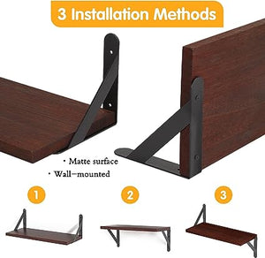 4 Sets of Wall Mounted Shelf for Bathroom Decor, Bedroom, Living Room and Plants (Carbonized Black)